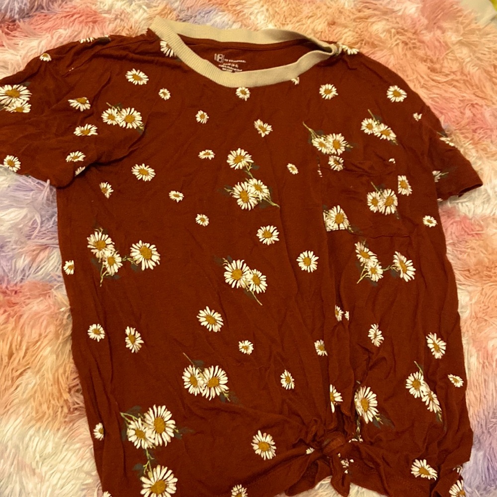 Deep red floral crop top